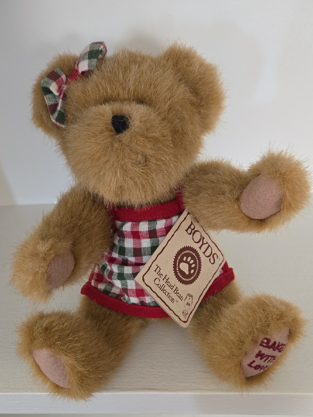 Boyds Plush Bear "Truly B. Scrumptious" with Red & Green Plaid Dress